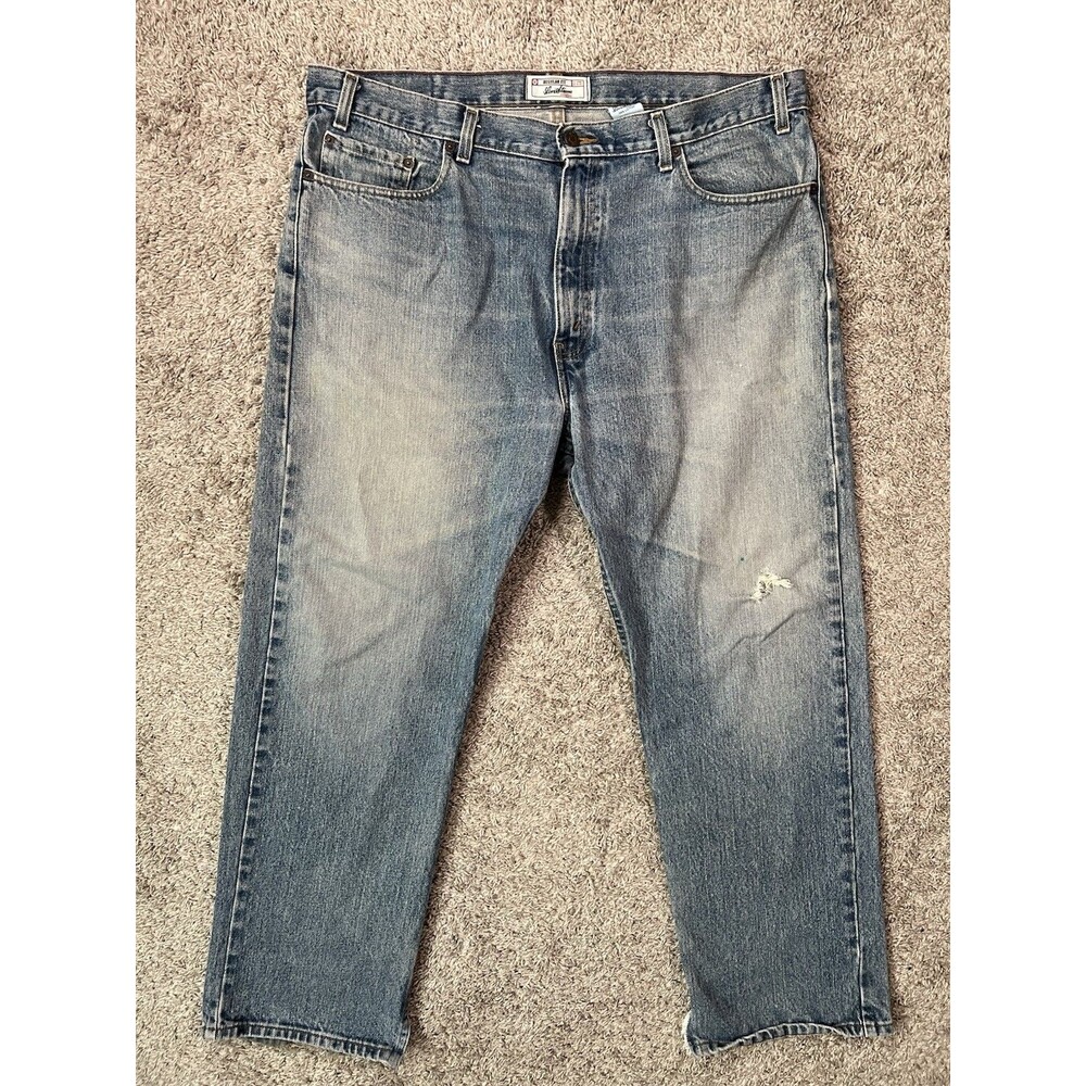 Levi Strauss Signature Mens 40x30 Blue Regular Fit Straight Cut Leg Denim Jeans